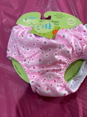 i play. Pink Floral Swim Diaper Cover